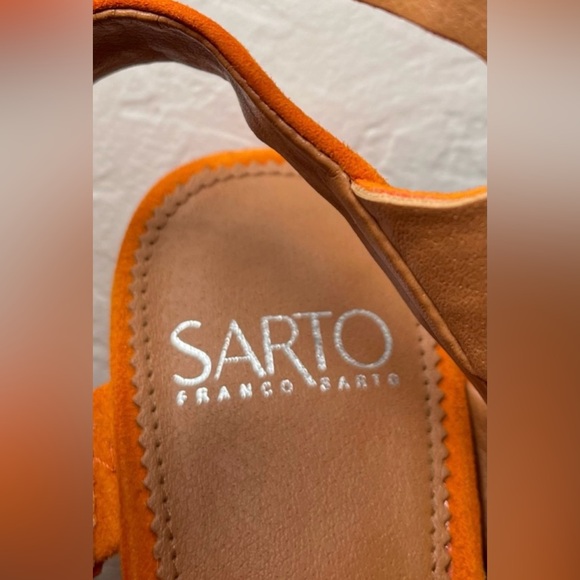 Sarto Franco Orange Suede Heels - Picture 4 of 5
